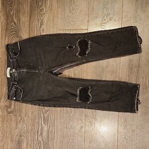 Abercrombie & Fitch High-Rise Distressed Black Jeans
